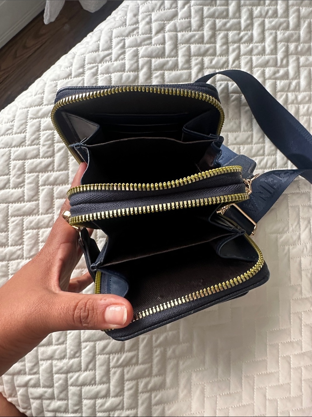 Navy Crossbody Phone Bag with Wide Strap - Picture 6 of 7